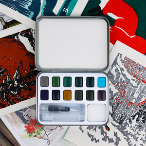 WATERCOLOR POCKET SET W BRUSH: FOREST